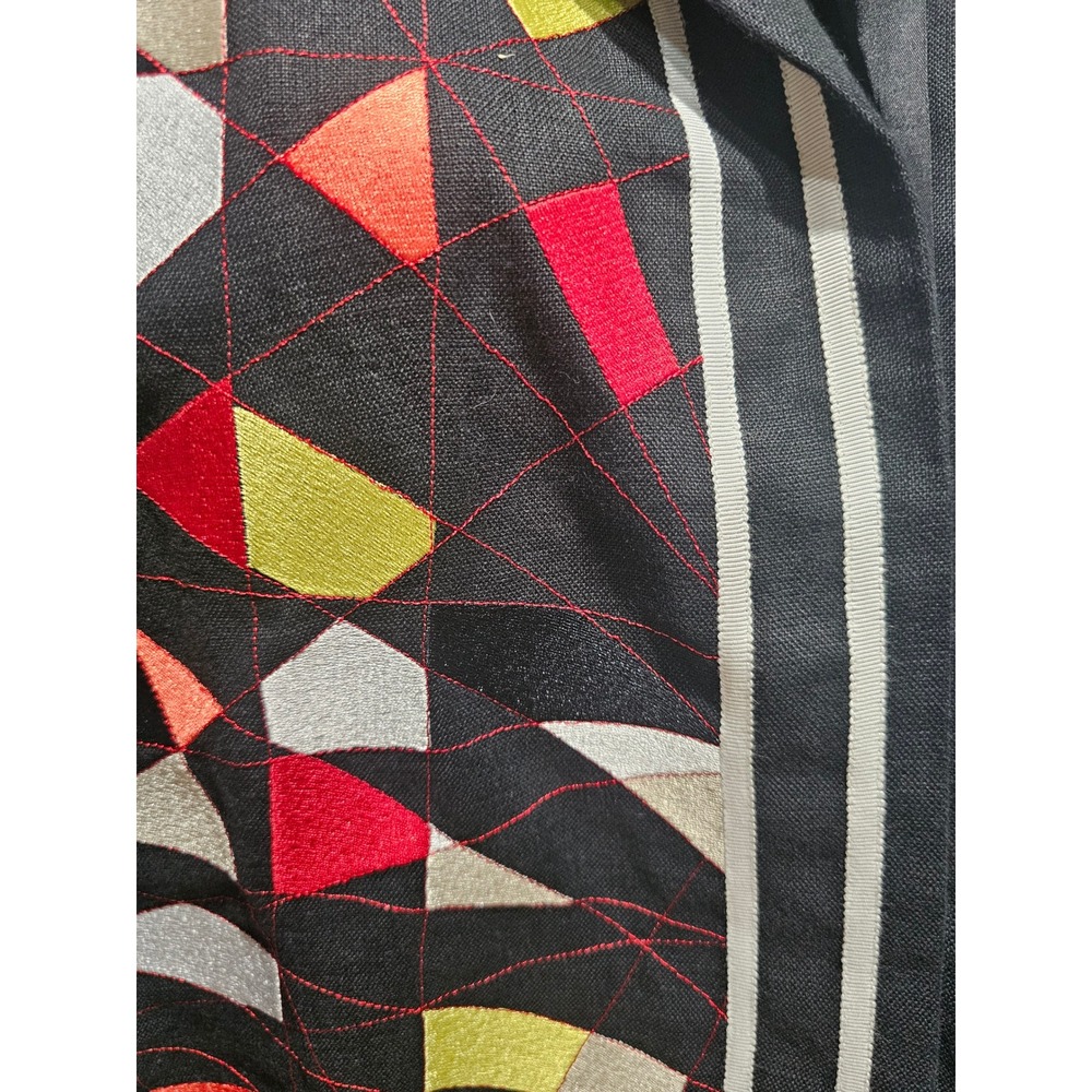 Linda Allard Ellen Tracy Linen Blazer Jacket Womens M Multicolor Artsy Abstract - Picture 9 of 14
